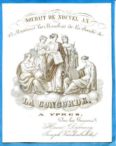 Ypres Société La Concorde, souhaits Nouvel An