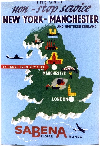 The only non-stop service New York - Manchester Sabena